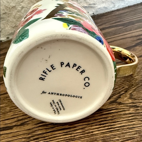 Anthropologie Floral “Letter A” Mug with Gold Handle - Picture 2 of 5